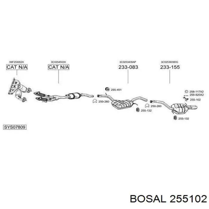 255102 Bosal Кронштейн задньої подушки глушника