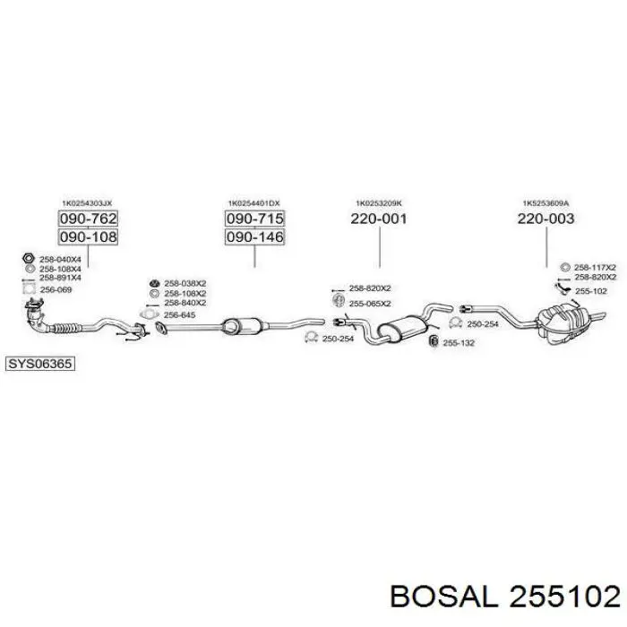 Купити 255102 Bosal Кронштейн задньої подушки глушника