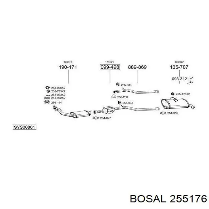 255176 Bosal подушка кріплення глушника