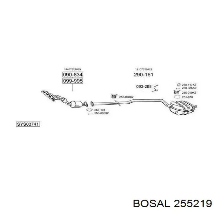 Купити 255219 Bosal Подушка глушника