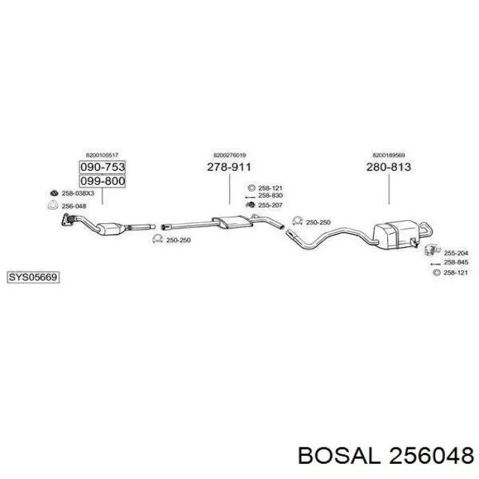 256048 Bosal прокладка прийомної труби глушника