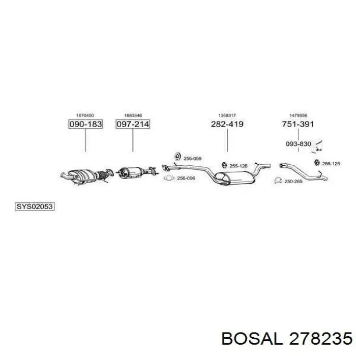 Глушник, задня частина 278235 Bosal