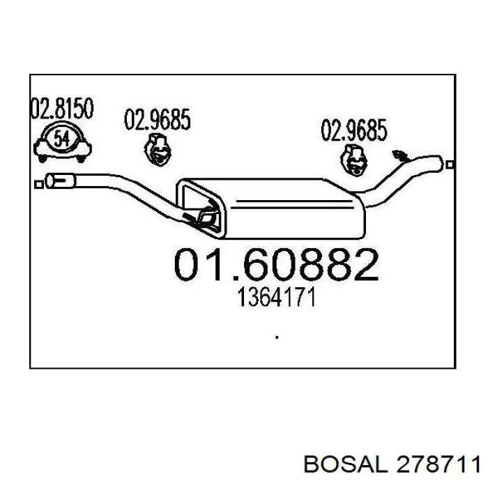 BS278711 Bosal глушник, центральна частина
