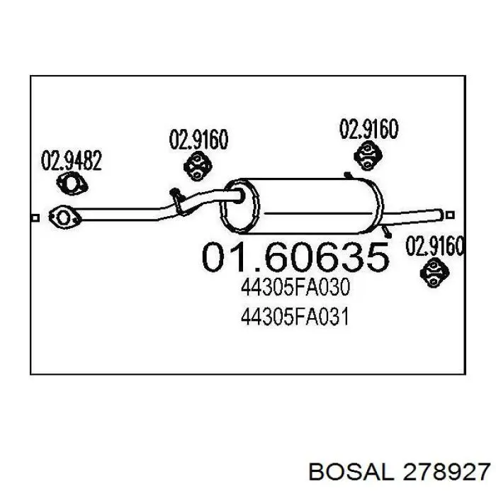 Купити 278927 Bosal Вихлоп