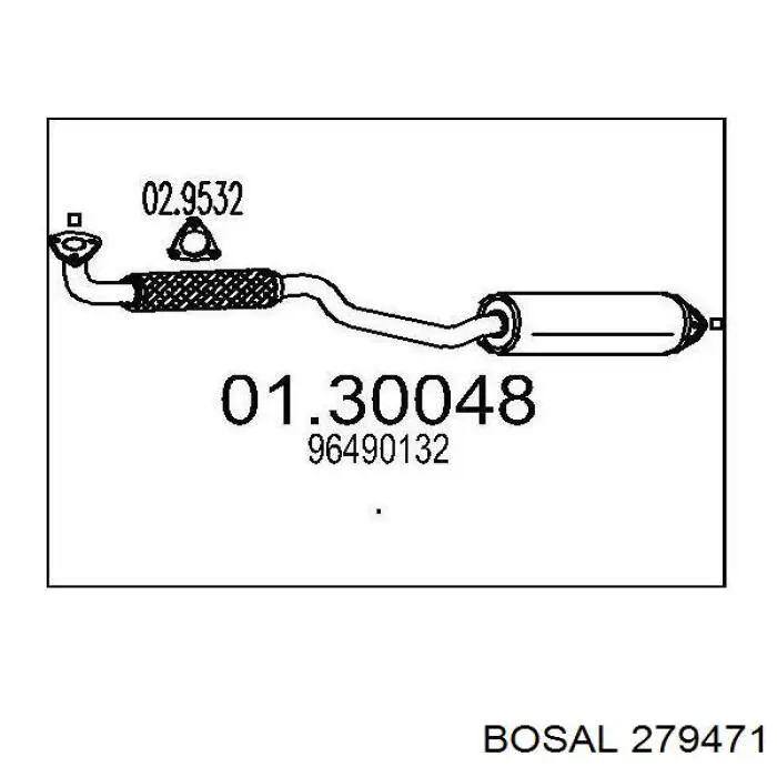 279471 Bosal глушник, передня частина