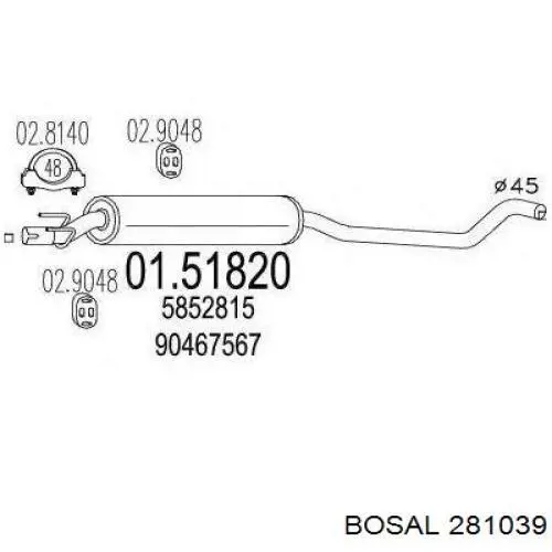 BS281039 Bosal глушник, центральна частина