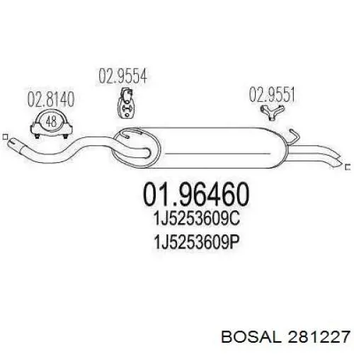 BS281227 Bosal глушник, задня частина