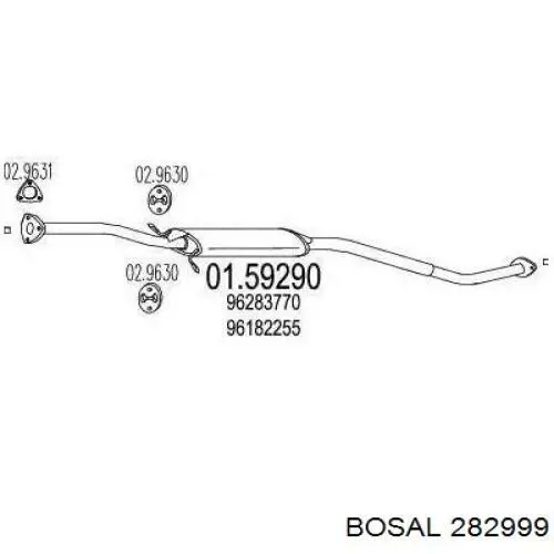 Труба вихлопна, від каталізатора до глушника Bosal 282999 ціна, від 39.34 USD
