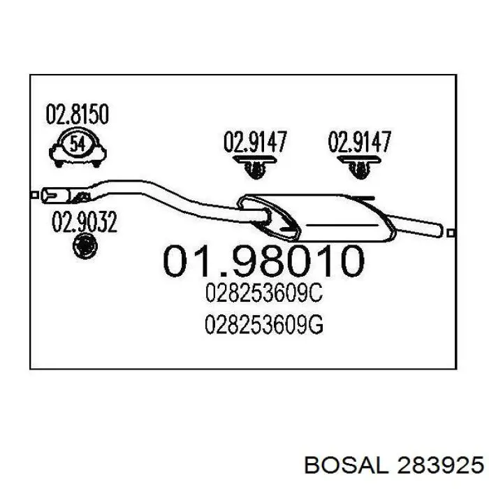 Купити 283925 Bosal Вихлоп