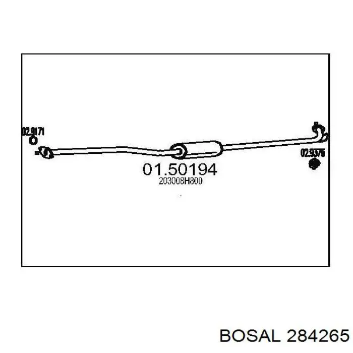284265 Bosal глушник, центральна частина