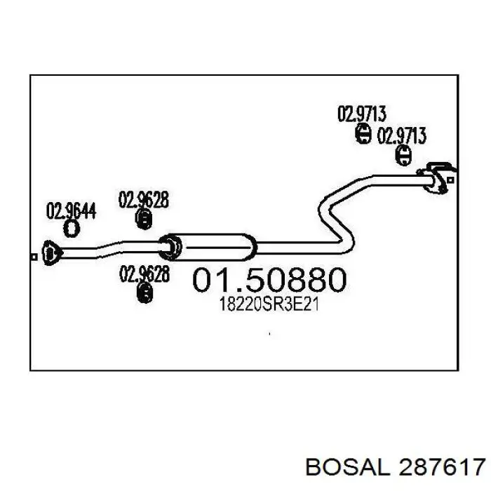 Глушник, центральна частина 18220SR3E23 Honda