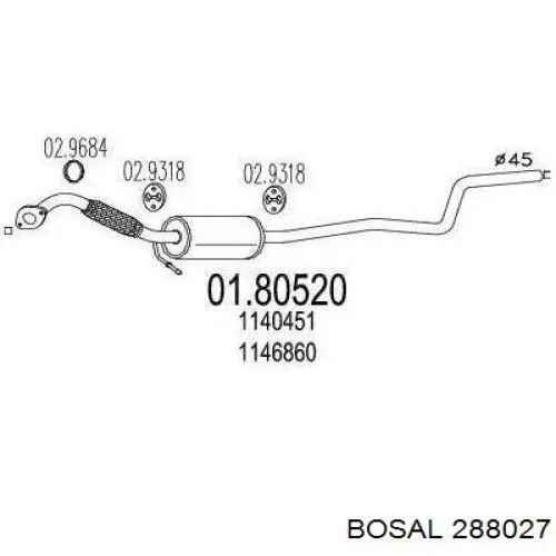 BS288027 Bosal глушник, центральна частина