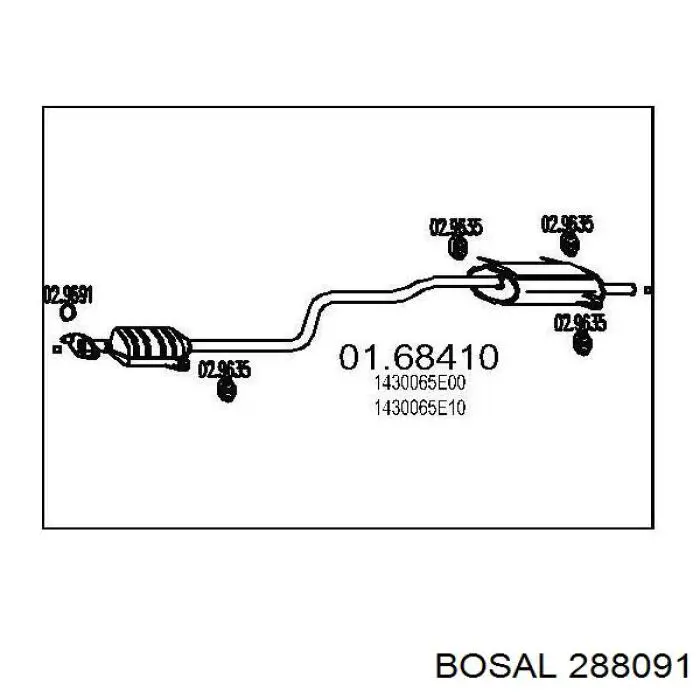 Купити 288091 Bosal Глушник, середня і задня частина