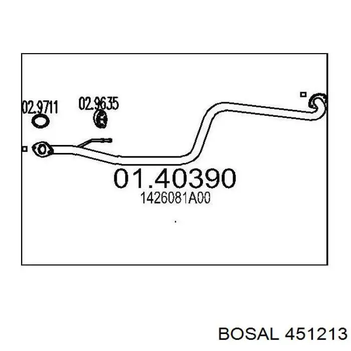 BS451213 Bosal труба вихлопна, від каталізатора до глушника