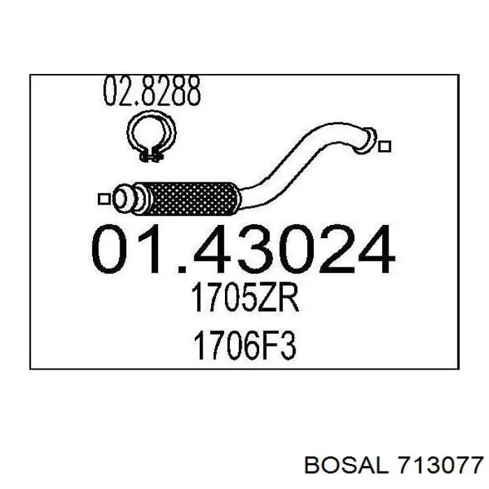 713077 Bosal труба приймальна (штани глушника, передня)