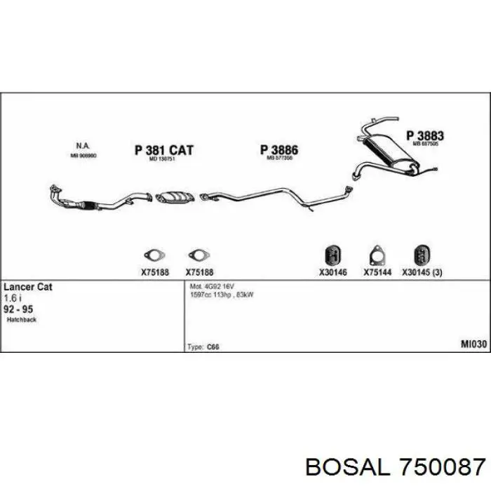 750087 Bosal Штани глушника передні
