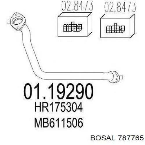 787765 Bosal труба приймальна (штани глушника, передня)