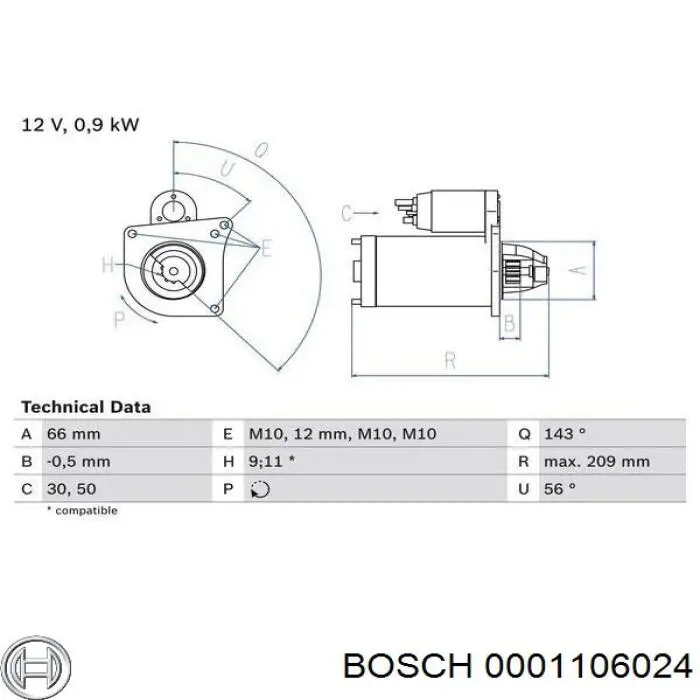 0001106024 Bosch Стартер двигуна