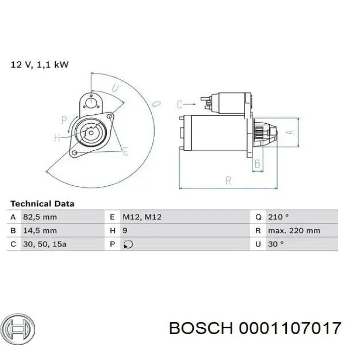0001107017 Bosch Стартер двигуна