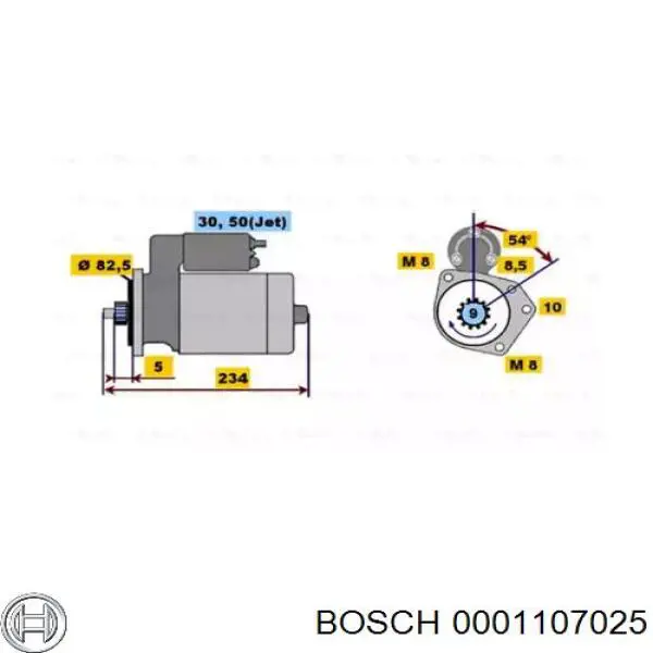 Стартер 0001107025 Bosch
