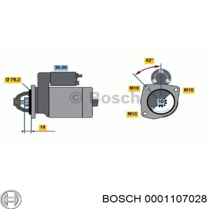 Стартер Bosch 0001107028 ціна, від 52.02 USD