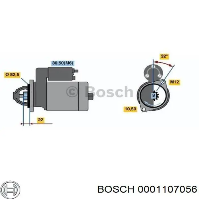 Стартер Bosch 0001107056 ціна, від 36.72 USD