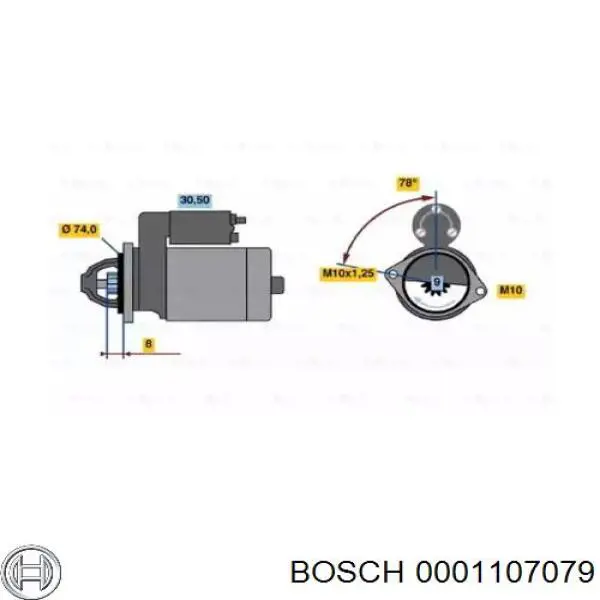 Стартер Bosch 0001107079 ціна, від 165.80 USD