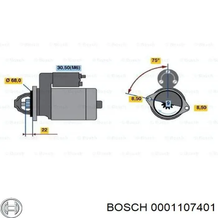 0001107401 Bosch Стартер двигуна