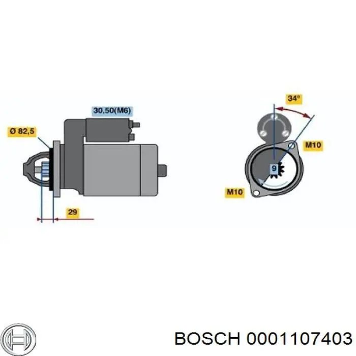 Стартер Bosch 0001107403 ціна, від 75.54 USD