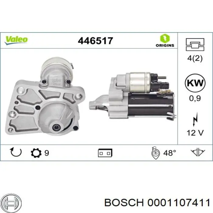 Стартер Bosch 0001107411 ціна, від 56.04 USD