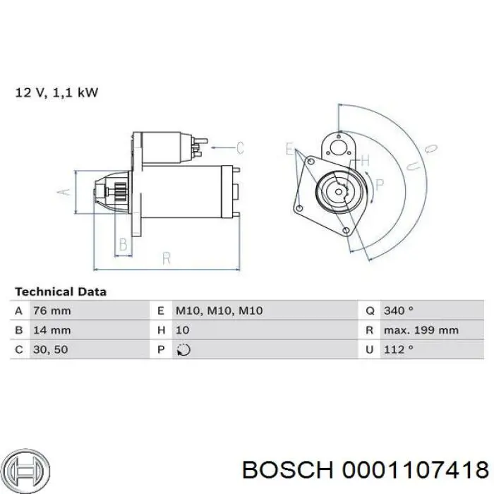 0001107418 Bosch стартер