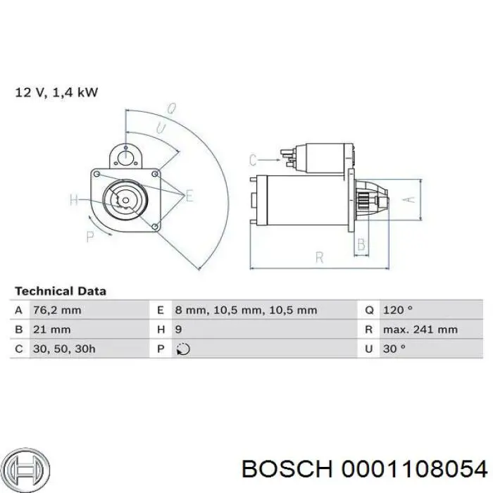 Стартер Bosch 0001108054 ціна, від 35.79 USD