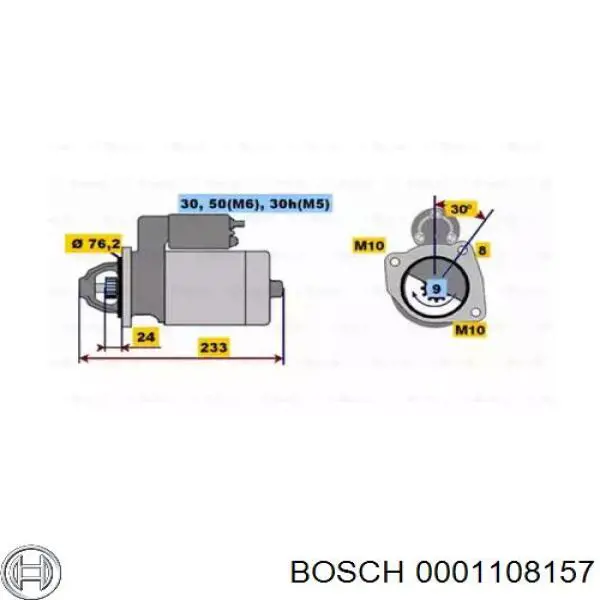 Стартер Bosch 0001108157 ціна, від 39.41 USD