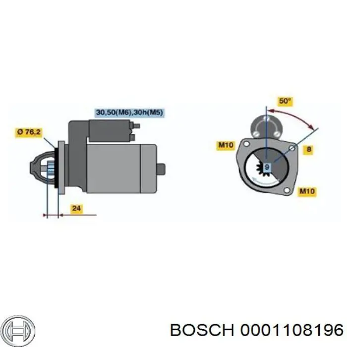 Стартер Bosch 0001108196 ціна, від 38.01 USD