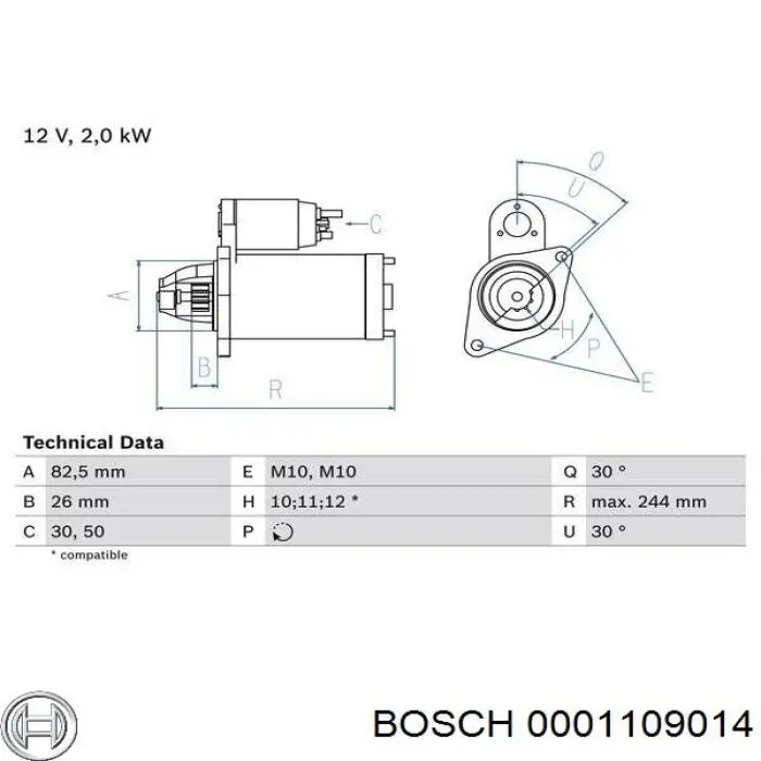 0001109014 Bosch Стартер двигуна