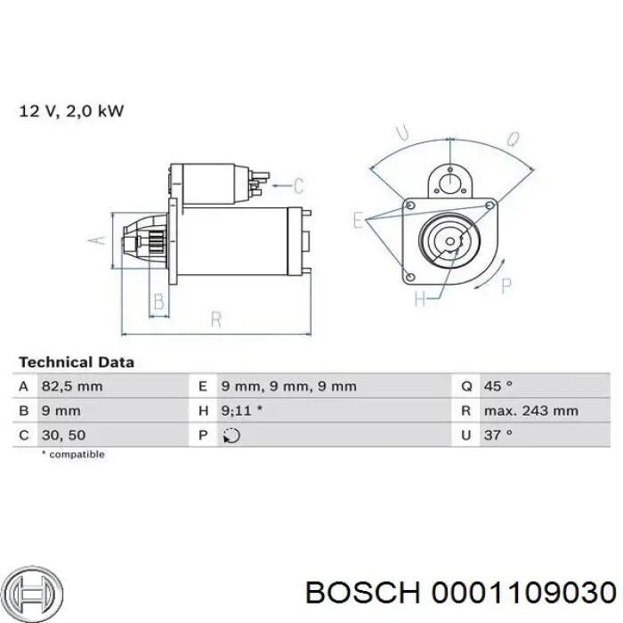 0001109030 Bosch Стартер двигуна
