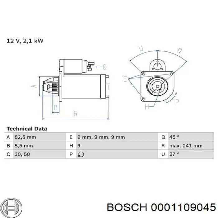 0001109045 Bosch стартер