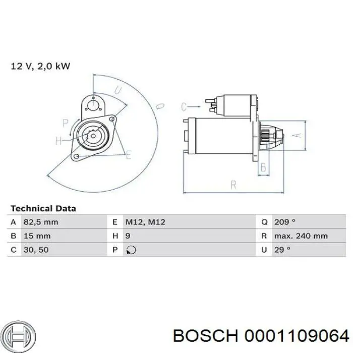 Купити 0001109064 Bosch Стартер