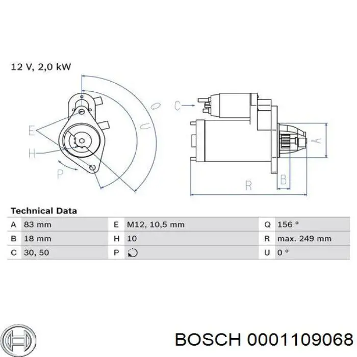 Стартер Bosch 0001109068 ціна, від 35.47 USD