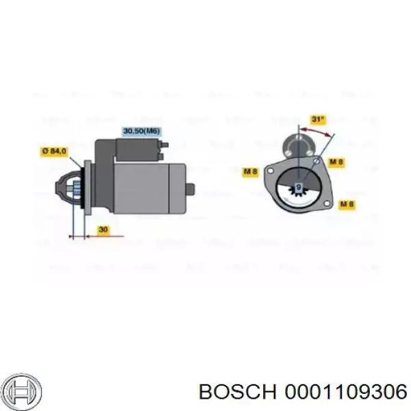 Стартер Bosch 0001109306 ціна, від 94.58 USD
