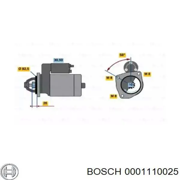 Стартер Bosch 0001110025 ціна, від 76.47 USD
