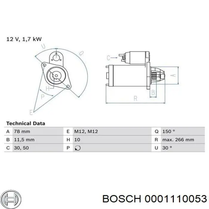 Стартер Bosch 0001110053 ціна, від 69.52 USD