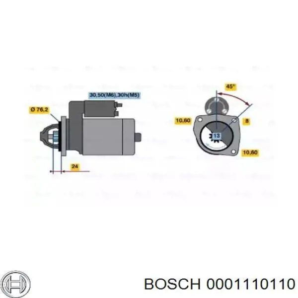 Стартер Bosch 0001110110 ціна, від 33.75 USD