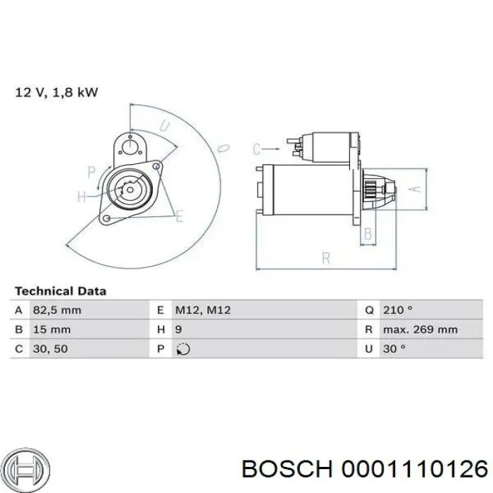 Стартер 0001110126 Bosch