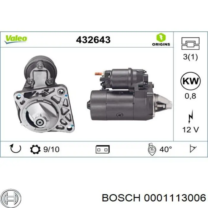 Стартер 0001113006 Bosch