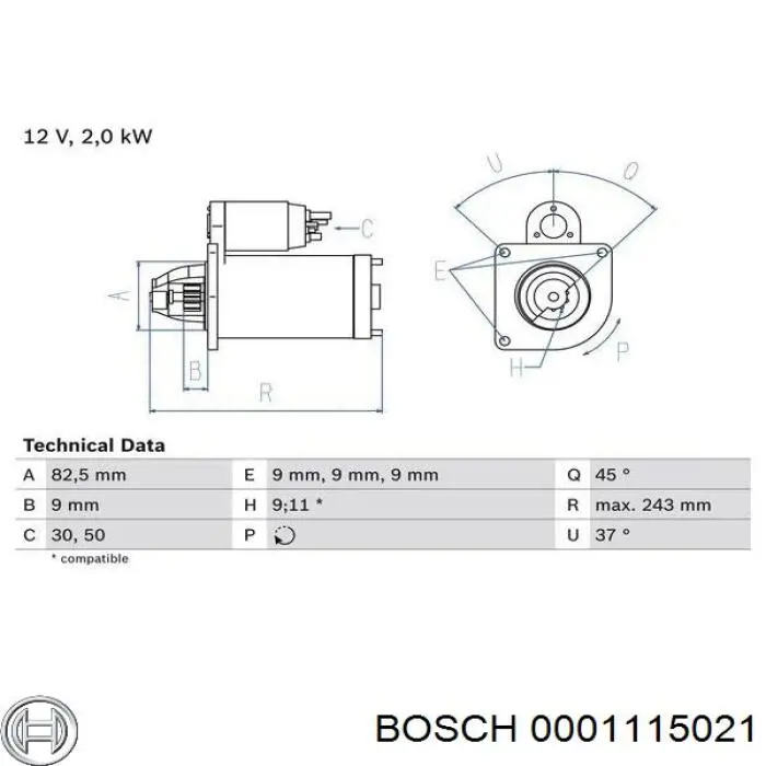 Стартер 0001115021 Bosch