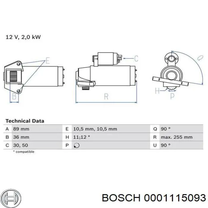 Купити 0001115093 Bosch Стартер
