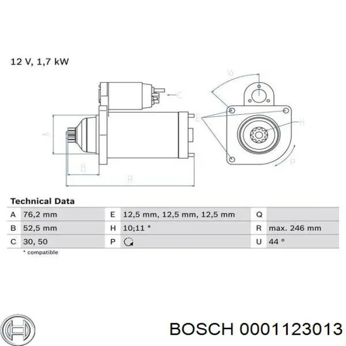 Купити 0001123013 Bosch Стартер
