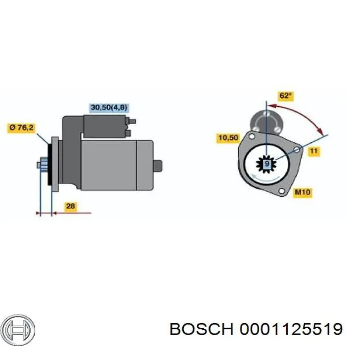Стартер автомобільний Bosch 0001125519