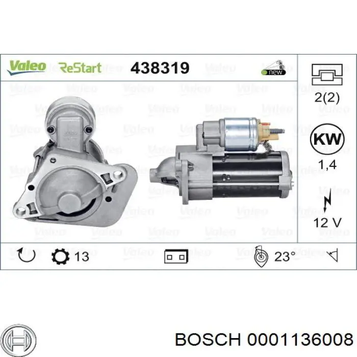 0001136008 Bosch Стартер двигуна